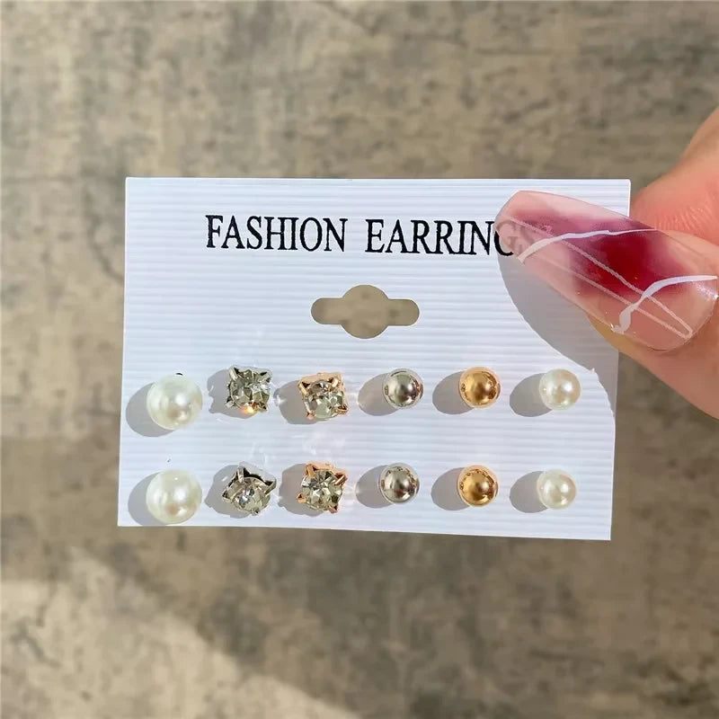 Vintage Bohemian Pearl Hoop Earrings Set