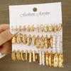 Vintage Bohemian Pearl Hoop Earrings Set